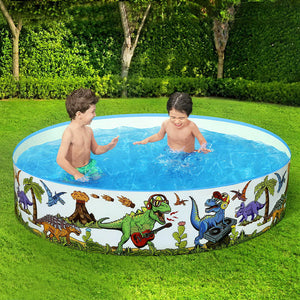 Kids Pool | 183x38cm | Round Above Ground Rigid Swimming Pools | Dinosaur | 946L