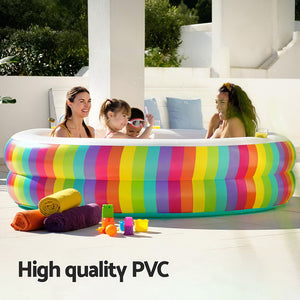 Bestway | Kids Inflatable Round Pool | Above Ground Cup Holder | Rainbow | 206x206x51cm
