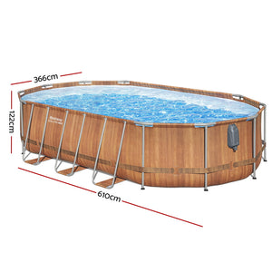 Steel Frame Swimming Pool & Spa Set | Luxury 6.1x3.66x1.22m | Massage Jets