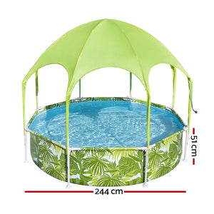 Kids Pool | 244x51cm | Steel Frame | Swimming Play Pools | Canopy | 1688L
