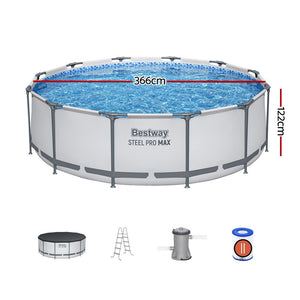 Round Above-Ground Pool 366cm | Filter Pump, Cover & Ladder Included