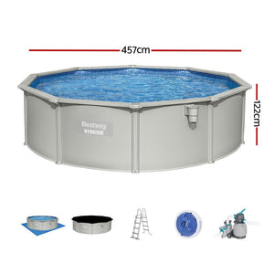 Steel Frame Pool Set 457cm | Round Above-Ground Pool | Filter & Ladder | 17,430L