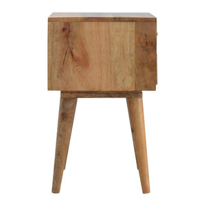 Geometric Bone Inlay Bedside Table | 2 Drawers | Solid Mango Wood
