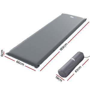 Self-Inflating Mattress | Camping Sleeping Mat Air Bed Pad | Single | Grey