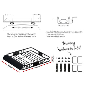 Universal Car Roof Rack Basket | Luggage Carrier | Steel | 111cm