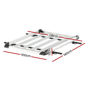 Giantz Universal Car Roof Rack Basket | Luggage | Vehicle Cargo Carrier | 140cm | Silver