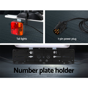 Giantz 4 Bicycle Bike Carrier Rack | Car Towbar Hitch Ball Mount | Tail Light | Silver