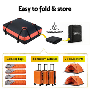 Roof Top Cargo Bag 15 Cubic Ft | Waterproof Car Luggage Carrier