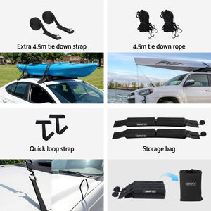 Universal Soft Roof Rack | Kayak SUP Surfboard Pads | Tie Down Straps | 80kg Capacity