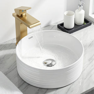 Ceramic Bathroom Basin | Round Countertop Vessel Sink | 36cm | White