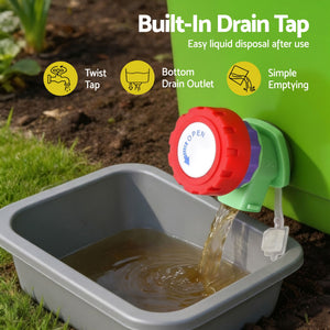 Kitchen Compost Bin | 15L Food Waste Caddy with Drain Tap | Green