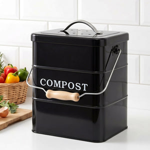 Kitchen Compost Bin | 5L Countertop Food Waste Caddy | Black