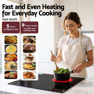 Ceramic Cooktop | 5 Cooking Zones | Touch Control | 7600W