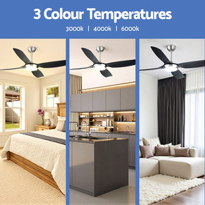 Ceiling Fan 52" | DC Motor with LED Light & Remote Control | Black Finish