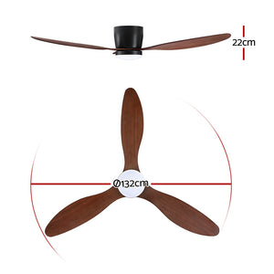 Ceiling Fan 52" | DC Motor with LED Light & Remote Control | Dark Wood Finish