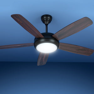Devanti 52'' Ceiling Fan | AC Motor | 5 Blades | Light | Dark Wood