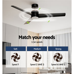 Ceiling Fan | 52 Inch | DC Motor with Light & Remote | Black