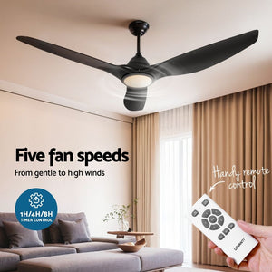 Ceiling Fan | 64 Inch | DC Motor with Light & Remote | Black