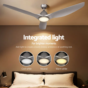 Ceiling Fan | 64 Inch | DC Motor with Light & Remote | Silver