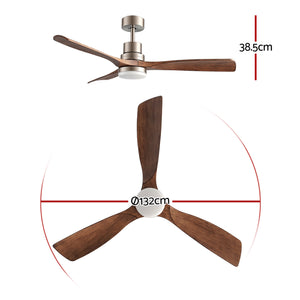 52 Inch Ceiling Fan with Light | DC Motor | Remote & App Control | Timber Blades