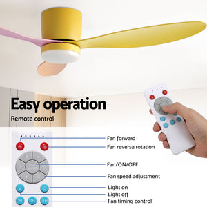 52 Inch Ceiling Fan with Light | 3 Blades | DC Motor | Remote | Multicolour