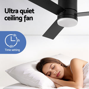 52 Inch Ceiling Fan with Light | 3 Blades | DC Motor | Remote | Light Wood & Black