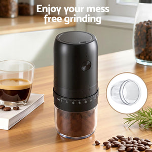 Electric Coffee Grinder | USB-C Rechargeable Grinder with 40 Settings | Black