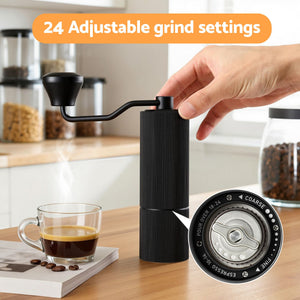 Manual Coffee Grinder | 24 Setting Stainless Steel Burr Grinder | Black