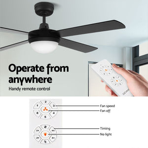 52'' Ceiling Fan w/Light & Remote | Black