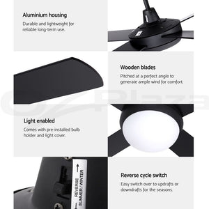 52'' Ceiling Fan w/Light & Remote | Black