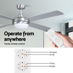 52'' Ceiling Fan w/Light & Remote | Silver