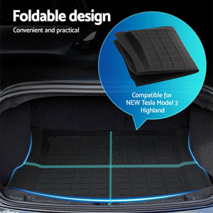 Tesla Model 3 Highland 2024 Boot Liner | Rear Frunk Cargo Trunk Mats | Weisshorn