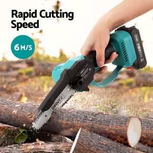 Mini Cordless Electric Chainsaw | 6" | Rechargeable Wood Cutter | Portable Pruning Tool