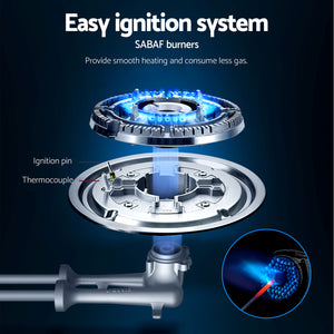 Gas Cooktop 30cm | 2 Burner | Built-In Glass | NG & LPG | Wok Burner