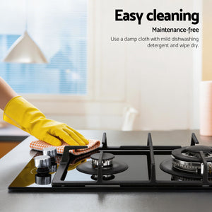 Gas Cooktop 30cm | 2 Burner | Built-In Glass | NG & LPG | Wok Burner