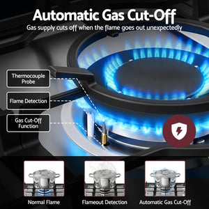 Gas Cooktop | 90cm 5 Burner LPG & Natural Gas Hob | Stainless Steel