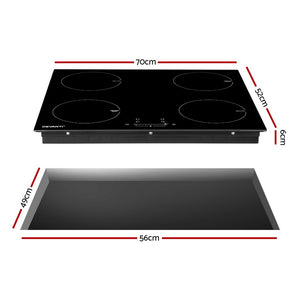 Devanti Electric Induction Cooktop | 70cm | Ceramic | 4 Zones | Stove Cook Top | Hot Plate | 7000W