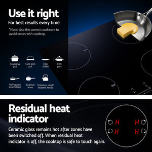 Devanti Electric Induction Cooktop | 70cm | Ceramic | 4 Zones | Stove Cook Top | Hot Plate | 7000W