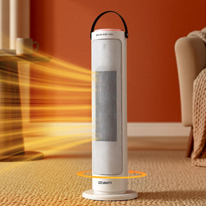2000W Ceramic Tower Heater | Oscillating Indoor Space Heater | White