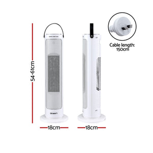 2000W Ceramic Tower Heater | Oscillating Indoor Space Heater | White