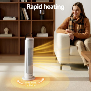 2000W Ceramic Tower Heater | Oscillating Indoor Space Heater | White