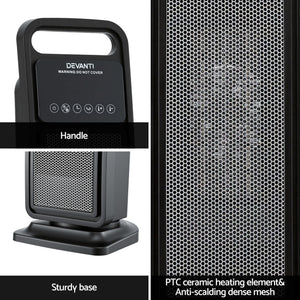 2000W Ceramic Tower Heater | Oscillating Indoor Space Heater | Black