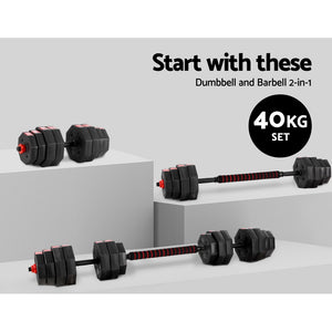 Everfit 40kg Dumbbells Barbell Set | Adjustable Dumbbell | Weight Lifting