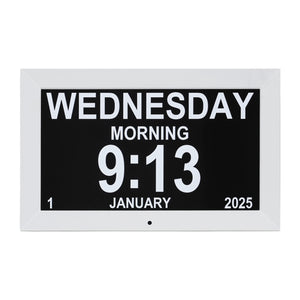 10" Digital Day Clock | Alarm Calendar Dementia Clock | White