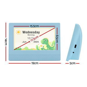 7" Digital Day Clock | Calendar Alarm | LCD Sleep Trainer | Blue