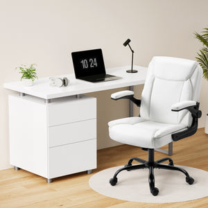 Artiss Computer Desk & Executive Office Chairs Set | White