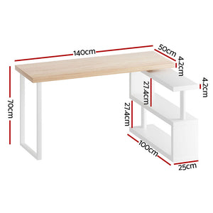 Computer Desk | Bookshelf | 140CM | White