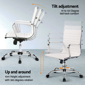 Artiss Office Set | PU Leather Chair + Wall Mount Foldable Table | White