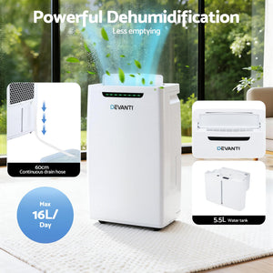 Portable Dehumidifier | 16L Air Dryer with 5.5L Water Tank