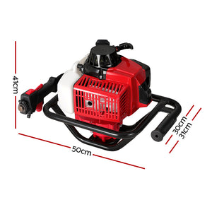 Petrol Post Hole Digger Motor | 92CC Engine Only | Red | High-Power Auger Engine